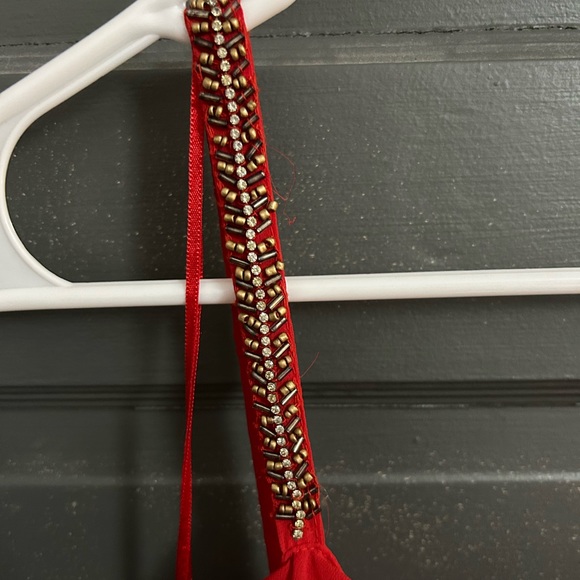 ZARA red dress with embellished straps and ruffle detail - Picture 2 of 10